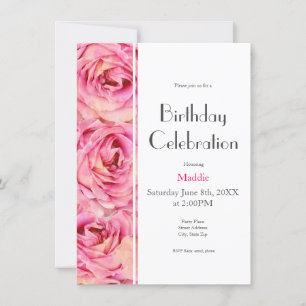 Yellow Pink Watercolor Roses Abstract Pattern Invitation