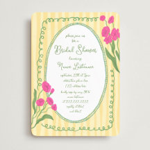 Yellow Pink Whimsical Hand Painted Bridal Shower