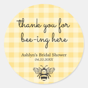 Yellow Plaid Bee Bridal Shower Sticker