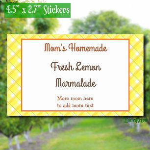 Yellow Plaid Checks Editable Retro  Sticker