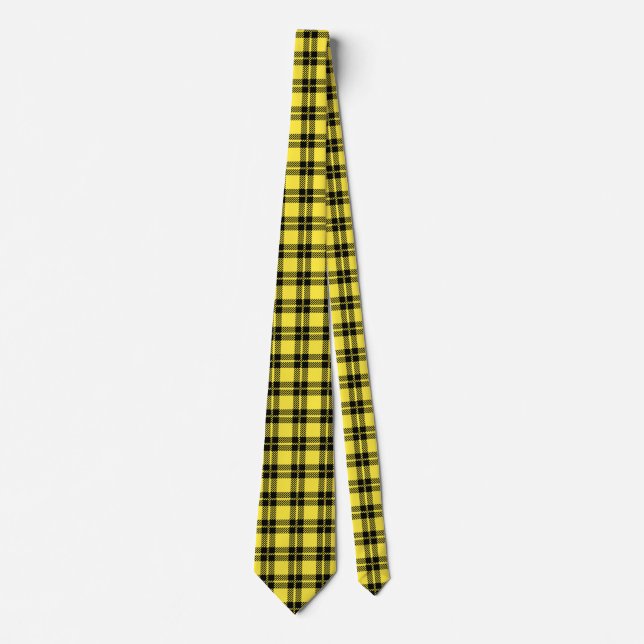 Yellow Plaid in Black Accents Tie (Front)