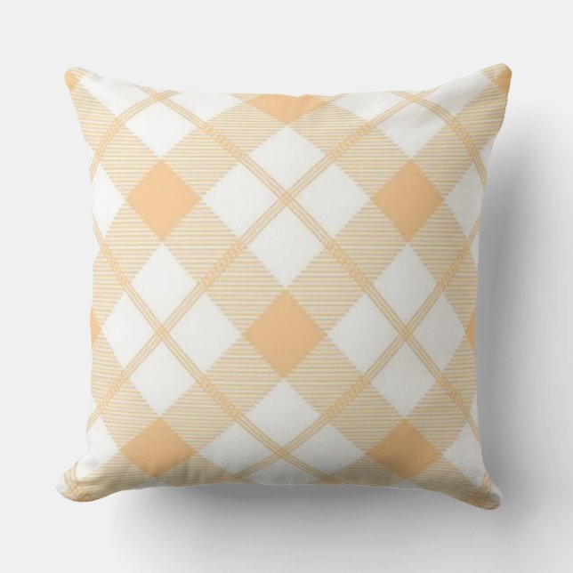 Yellow Plaid Outdoor Pillow (Front)