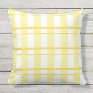 Yellow Plaid Outdoor Pillow 20" x 20"