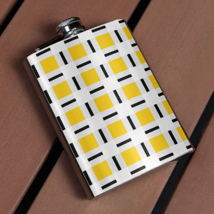 Yellow Plaid Pattern Hip Flask