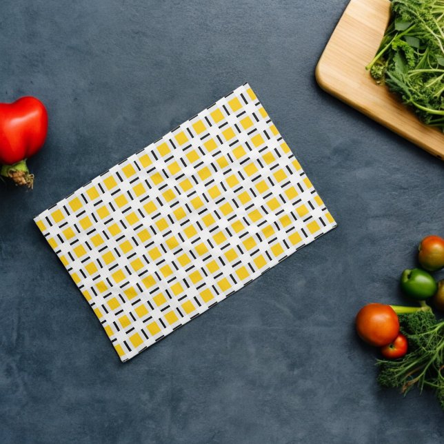 Yellow Plaid Pattern Kitchen Towel (Kitchen Towel)