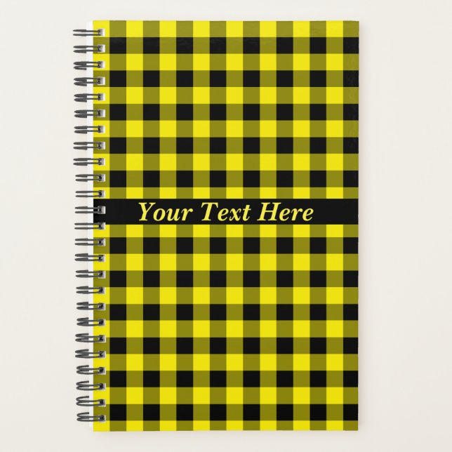 Yellow Plaid Planner with Custom Text (Front)
