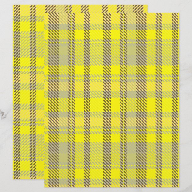 Yellow Plaid Scrapbook Paper 2-Sided Page (Front/Back)