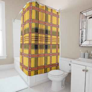 yellow plaid shower curtain