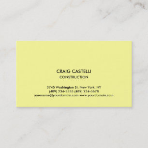 Yellow Plain Modern Business Card