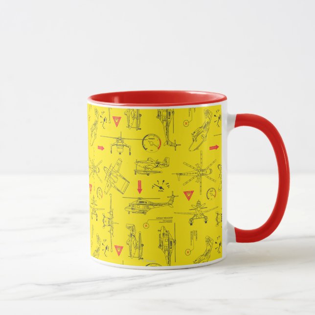 Yellow Planes Pattern Mug (Right)