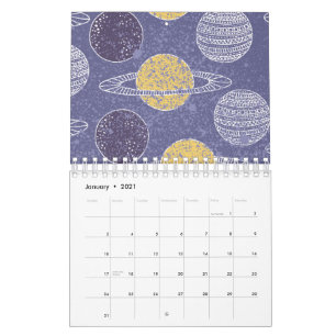 Yellow Planet Space Lover Blue Sky Astronomy Calendar