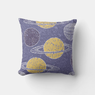 Yellow Planet Space Lover Blue Sky Astronomy Throw Pillow