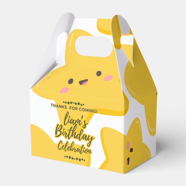 Yellow Playful star Birthday celebration Favor Box (Front Side)