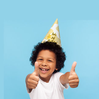 Yellow playful star Customizable Birthday Party Hat