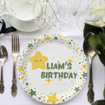 Yellow playful star theme kid party plates