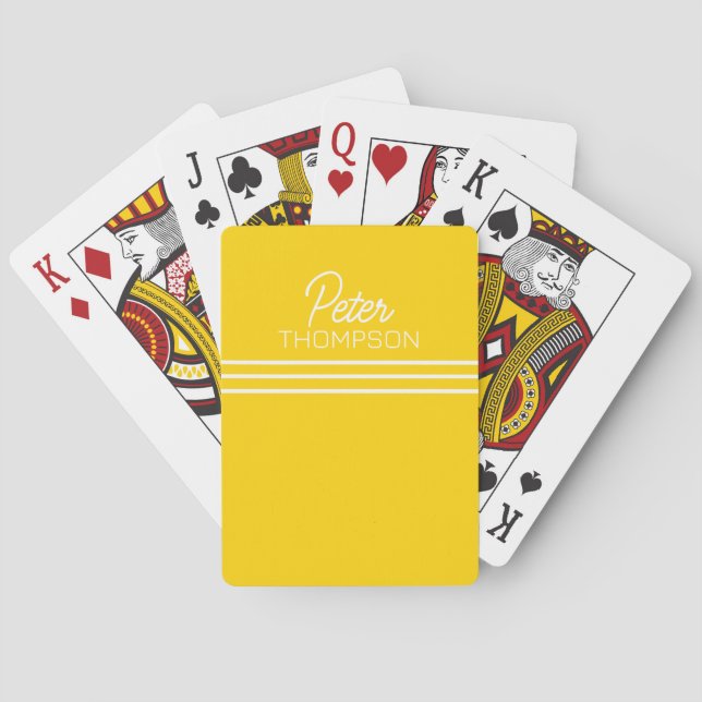  Yellow PlayingCards with Name and Stripes  Playing Cards (Back)