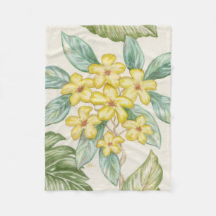 Yellow Plumeria fleece throw Blanket
