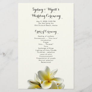 Yellow Plumeria Flowers Flat Wedding Program