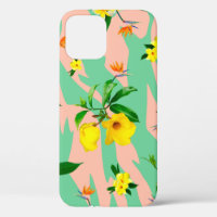 Yellow plumeria flowers seamless pattern