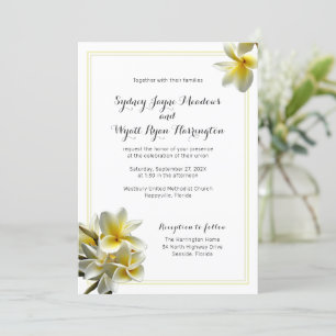 Yellow Plumeria Flowers Wedding Ceremony Invitation