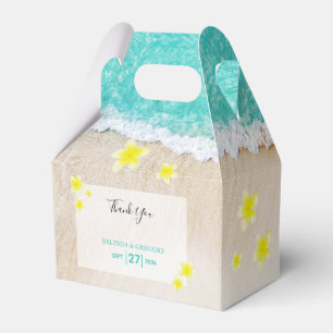 Yellow Plumeria Frangipani Tropical Beach Wedding  Favor Box