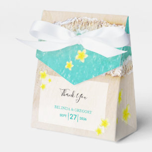 Yellow Plumeria Frangipani Tropical Beach Wedding Favor Box