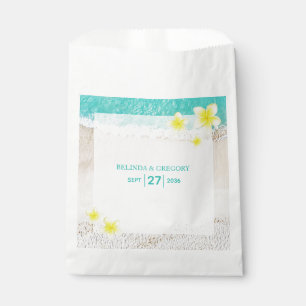 Yellow Plumeria Frangipani Tropical Beach Wedding Favour Bag