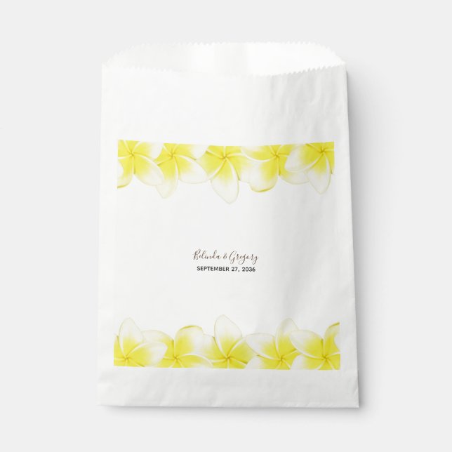 Yellow Plumeria Frangipani Wedding  Favour Bag (Front)
