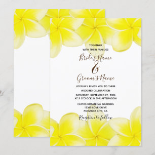 Yellow Plumeria Frangipani Wedding Invitations