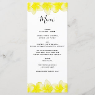 Yellow Plumeria Frangipani Wedding Menu