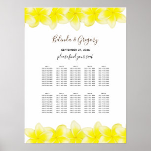 Yellow Plumeria Frangipani Wedding Seating Chart