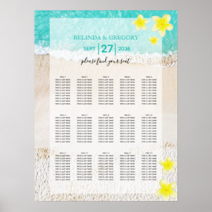 Yellow Plumeria Frangipani Wedding Seating Chart