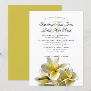 Yellow Plumeria Hawaiian Flower Wedding Invitation