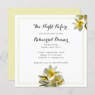 Yellow Plumeria Rehearsal Dinner Square Invitation