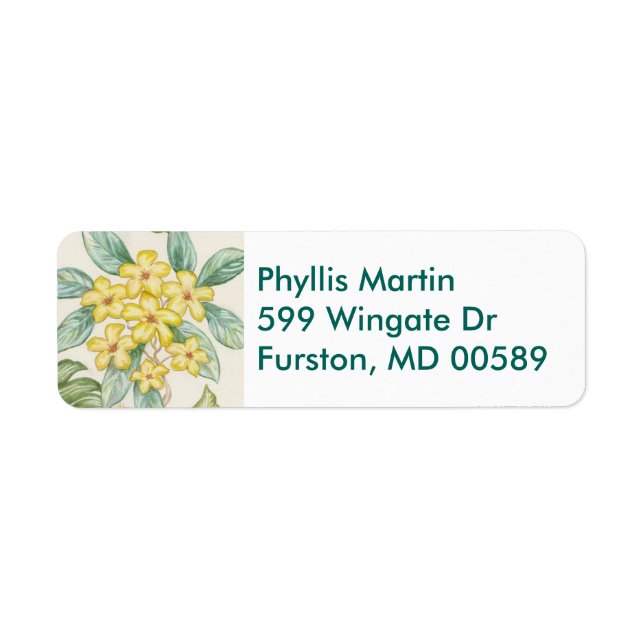 Yellow Plumeria return address label (Front)