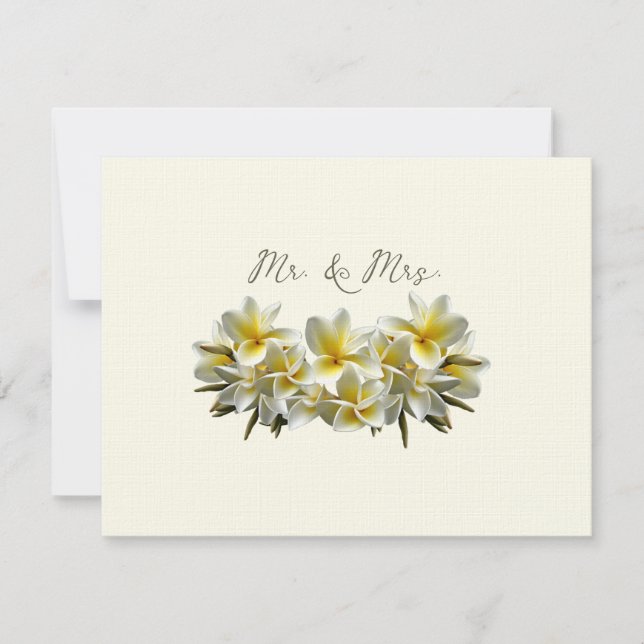Yellow Plumeria Wedding Mr. and Mrs. Blank Card (Front)