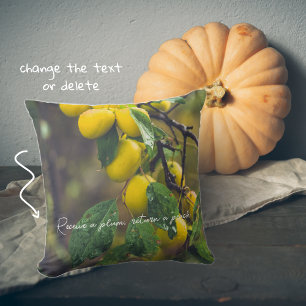 Yellow plums after rain throw pillow