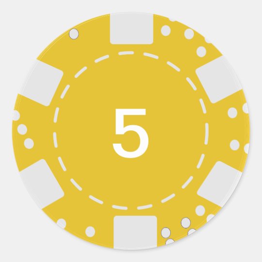 Yellow Poker Chip Classic Round Sticker
