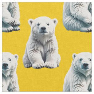 Yellow Polar Bear Pattern Design Fabric