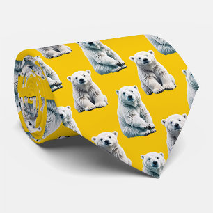 Yellow Polar Bear Pattern Design Tie