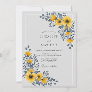 Yellow Polished Botanical Wedding Invitation