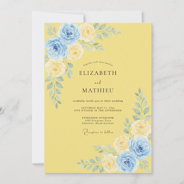 Yellow Polished Summer Wedding Invitation (Front)