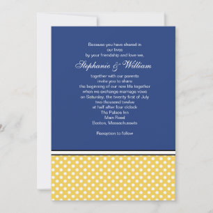 Yellow Polka Dot and Blue Wedding Invitation