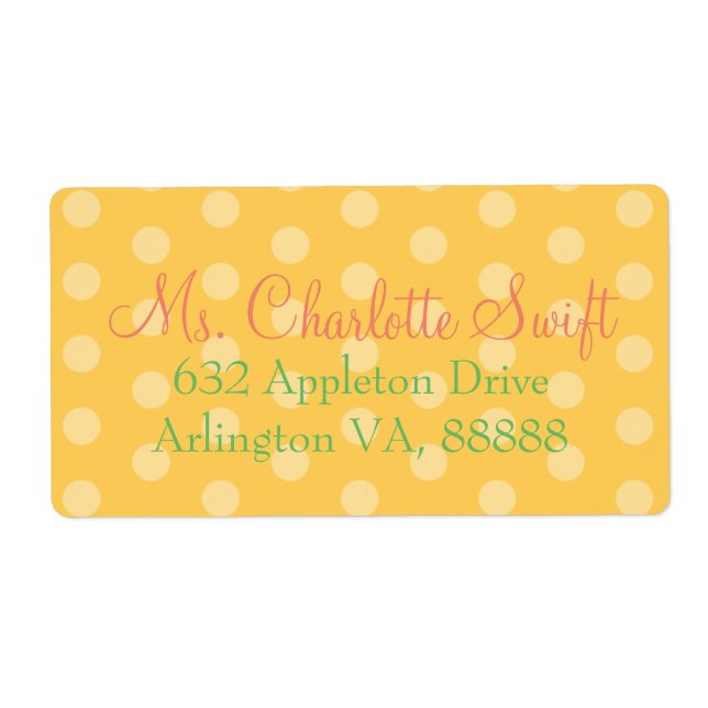 Yellow Polka Dot Baby Shower Return Address (Front)