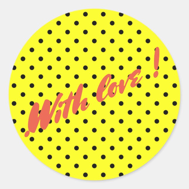 Yellow polka dot classic round sticker (Front)