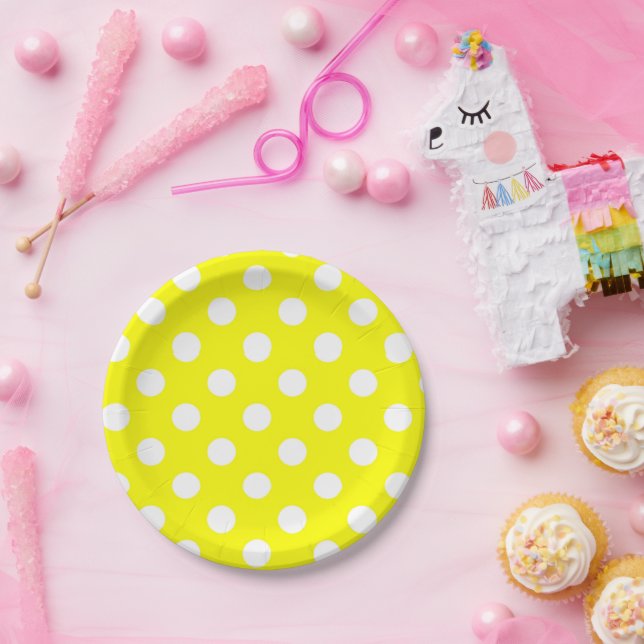 Yellow Polka dot  Paper Plates (Party)
