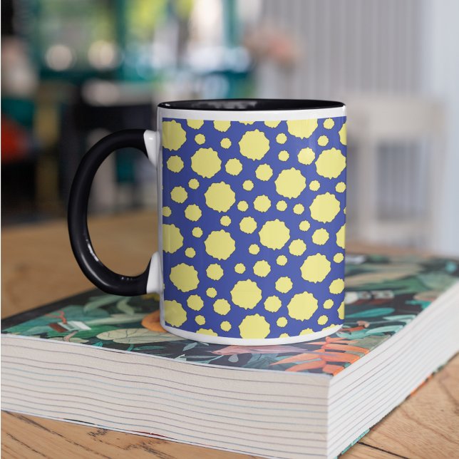 Yellow polka dot pattern on blue mug (Creator Uploaded)