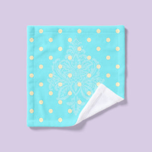 Yellow polka dots and lavender purple wash cloth