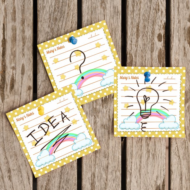 Yellow polka dots, cute stars & rainbows 3" x 3" post-it notes (Creator Uploaded)