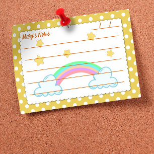 Yellow polka dots, cute stars & rainbows 4" x 3" post-it notes